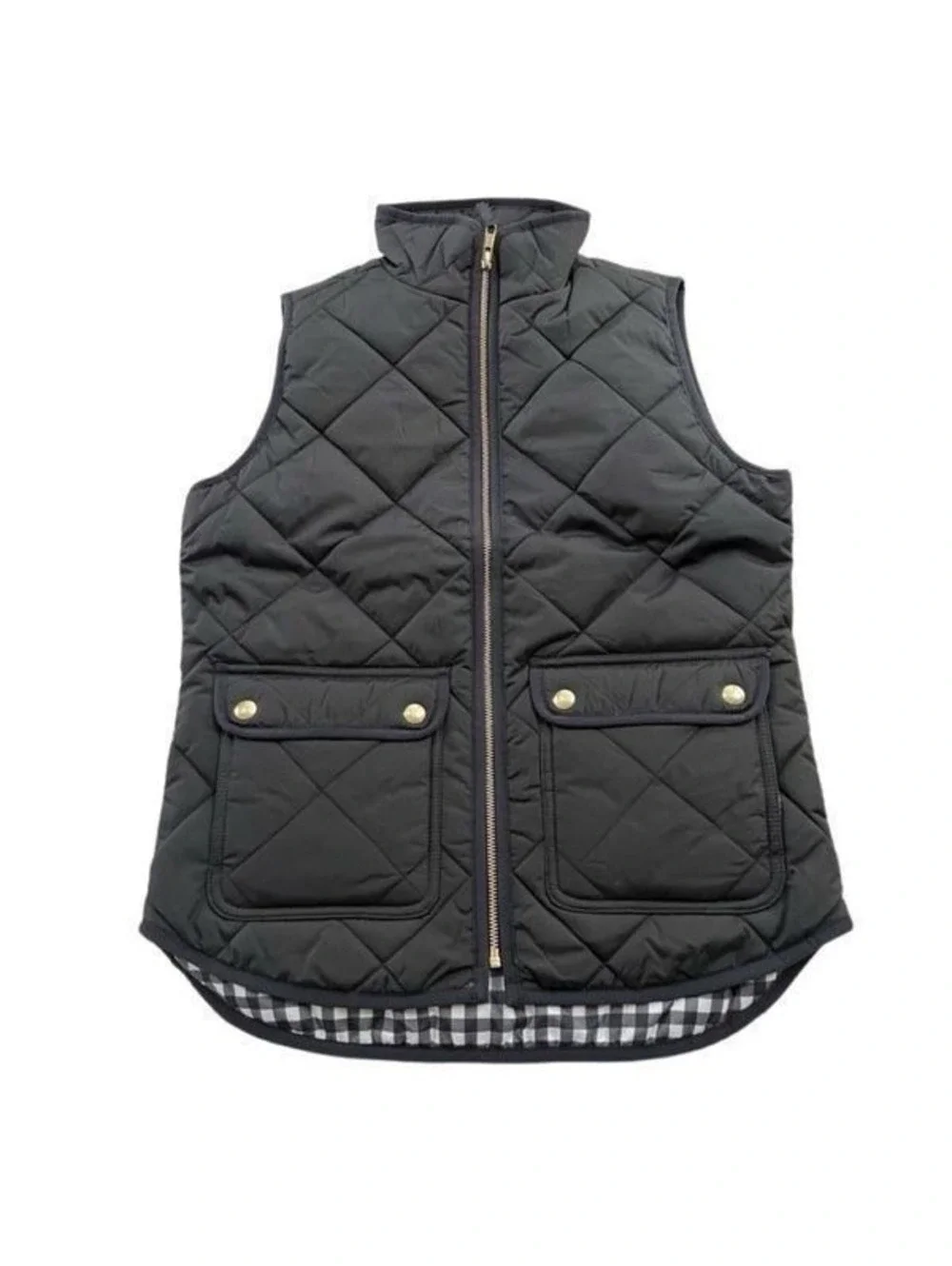 New! J.Crew Black Quilted Vest Sz M